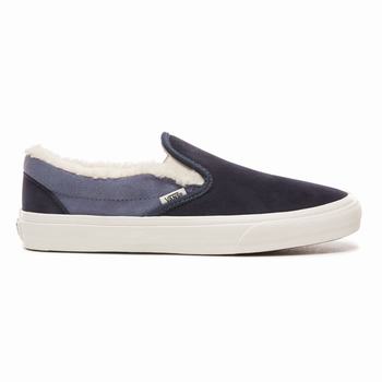 Vans Suede and Sherpa Classic Slip-on shoes - Naisten Slip-on kengät - Sky Captain/Grisaille